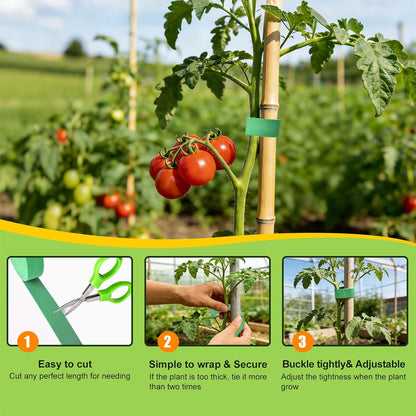 Plant Ties, 20mm 66ft Adjustable Garden Velcro Tape Strips with Scissors for Climbing Plant, Reusable Thicker Support Straps for Growing, Tomato Vines Stem, Cable Ties