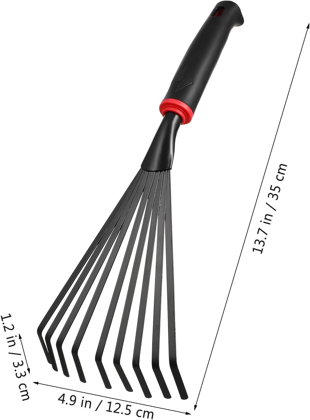 2 Pack Garden Rakes Metal Hand Rake with 9 Tines Short Handle Handheld Rake for Soil Loosening Leaf Removal Flower Beds Raised Beds and Narrow Paths