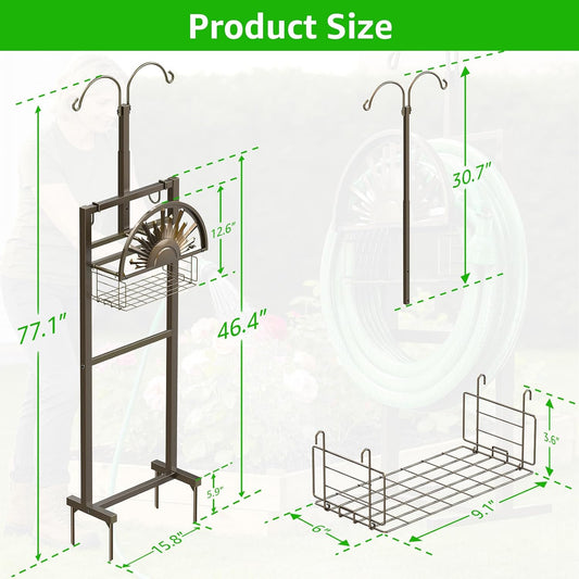 Garden Hose Reel Holder Stand, 77Inch, Holds 150-Feet of 5/8 Inch Hose