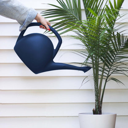 Rhino 2 Gallon (256 Fl Oz) Navy Blue Resin Watering Can for Indoor and Outdoor Use