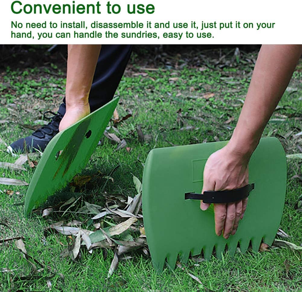 Garden and Yard Leaf Scoops Hand Rakes, Large Sized Hand Rakes, Lightweight Plastic Leaf Scoop, for Leaves, Lawn Debris and Trash Pick Up(Dark Green)