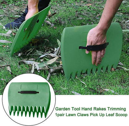 Garden and Yard Leaf Scoops Hand Rakes, Large Sized Hand Rakes, Lightweight Plastic Leaf Scoop, for Leaves, Lawn Debris and Trash Pick Up(Dark Green)