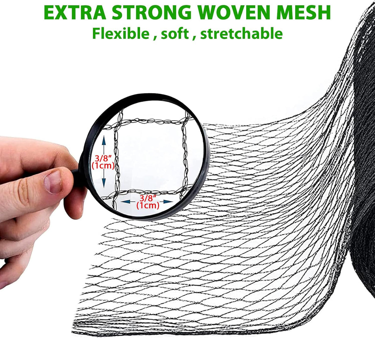 Bird Netting 3/8 Inch Mesh, 40 x 40 FT, HDPE, Rip-Resistant, Black