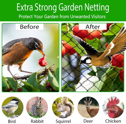 Bird Netting 3/8 Inch Mesh, 40 x 40 FT, HDPE, Rip-Resistant, Black