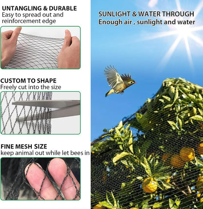 Bird Netting 3/8 Inch Mesh, 40 x 40 FT, HDPE, Rip-Resistant, Black
