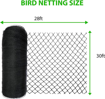 Bird Netting 3/8 Inch Mesh, 40 x 40 FT, HDPE, Rip-Resistant, Black