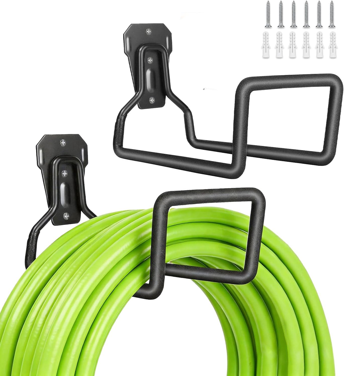 2 Pack Garden Hose Holder - Heavy Duty Metal Hanger Wall Mount, Water Hose Holder for Outside Yard, Water Hose Reel, Garden Storage Hook Rack