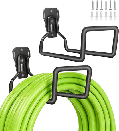 2 Pack Garden Hose Holder - Heavy Duty Metal Hanger Wall Mount, Water Hose Holder for Outside Yard, Water Hose Reel, Garden Storage Hook Rack
