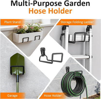 2 Pack Garden Hose Holder - Heavy Duty Metal Hanger Wall Mount, Water Hose Holder for Outside Yard, Water Hose Reel, Garden Storage Hook Rack