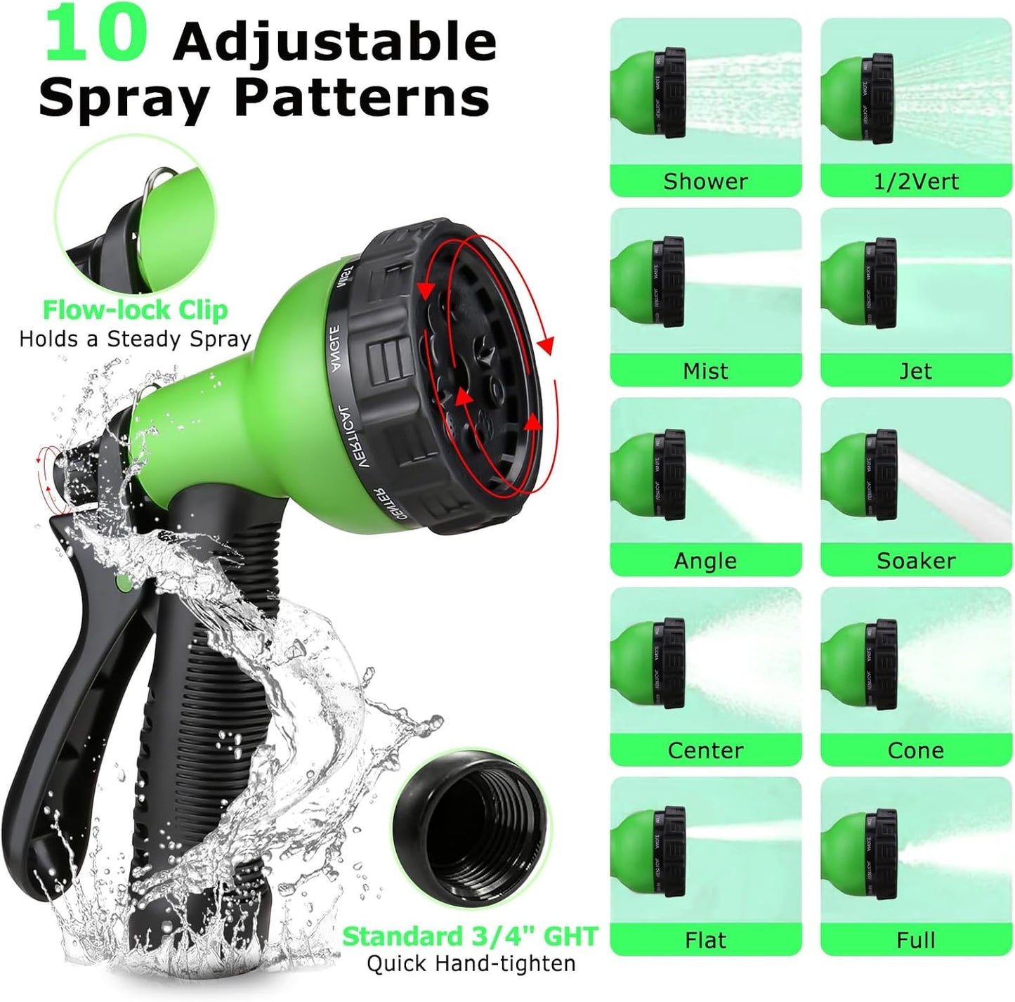 Metal Hose 50 FT, Stainless Steel Garden Hose with 10 Function Nozzle
