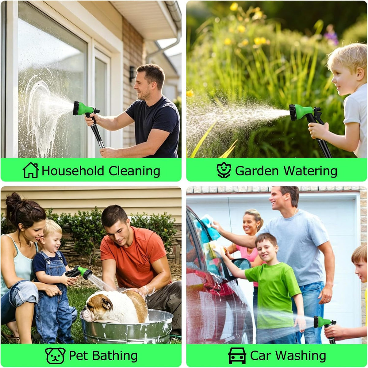 Metal Hose 50 FT, Stainless Steel Garden Hose with 10 Function Nozzle
