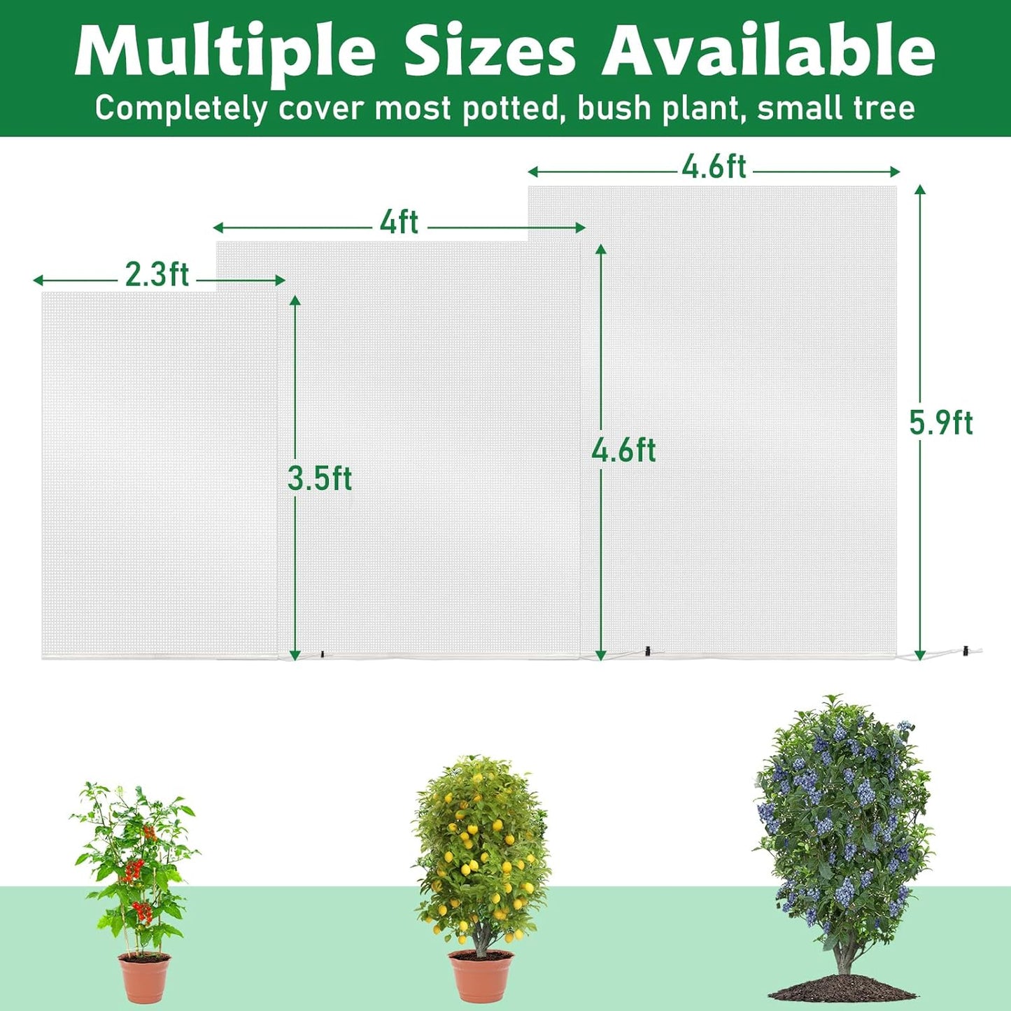 Bird Netting for Garden Blueberry Bushes Fruit Tree Netting Cover Plant Protection Mesh Bags with Drawstring, 4 Pack 2.3 x 3.5 ft Shrubs Bush Tomato Strawberry Berry Barrier Protectors Net