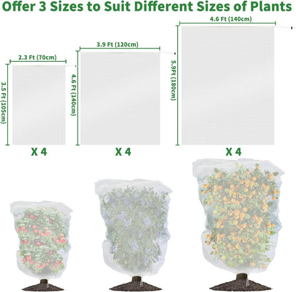 Bird Netting for Garden Blueberry Bushes Fruit Tree Netting Cover Plant Protection Mesh Bags with Drawstring, 4 Pack 2.3 x 3.5 ft Shrubs Bush Tomato Strawberry Berry Barrier Protectors Net