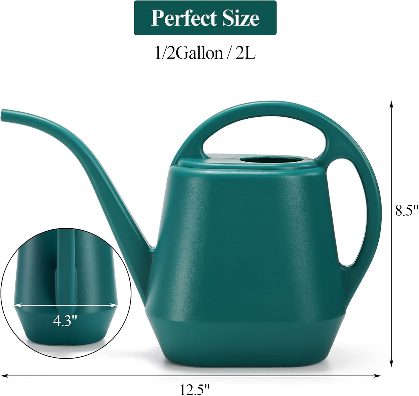 Watering Can, 1/2 Gallon Plastic Watering Cans with Comfortable Handle, Small Garden Watering Cans Long Spout for Indoor Outdoor Watering Plants, Green