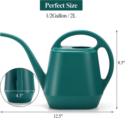 Watering Can, 1/2 Gallon Plastic Watering Cans with Comfortable Handle, Small Garden Watering Cans Long Spout for Indoor Outdoor Watering Plants, Green