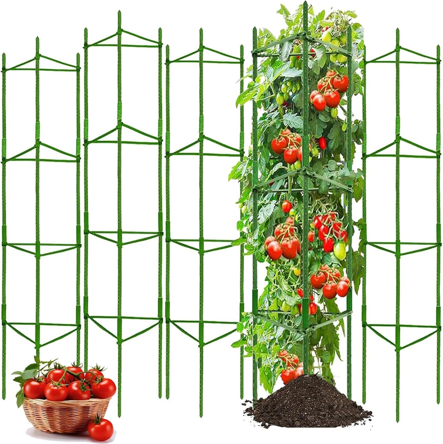 6 Packs Tomato Cage for Garden, Up to 48Inch Plant Support Stakes