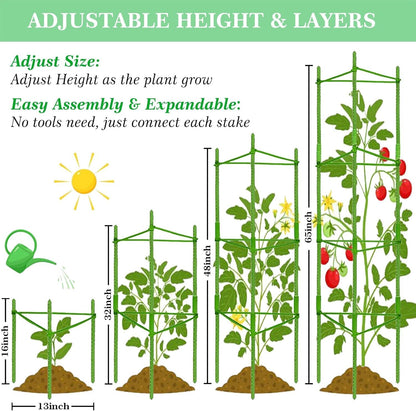 6 Packs Tomato Cage for Garden, Up to 48Inch Plant Support Stakes