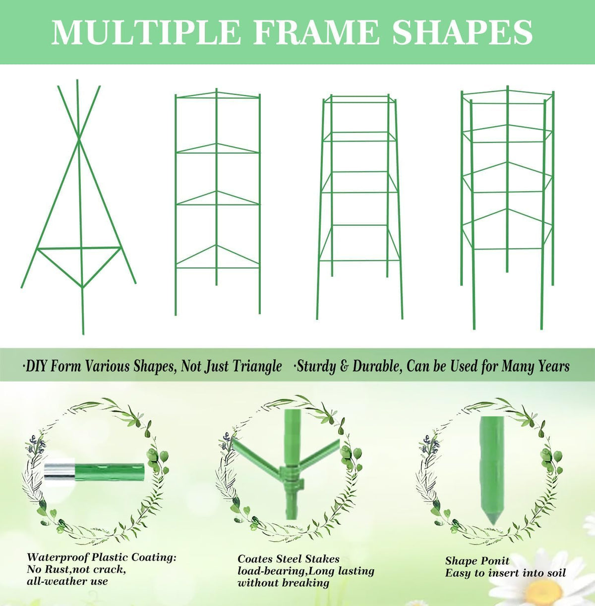 6 Packs Tomato Cage for Garden, Up to 48Inch Plant Support Stakes