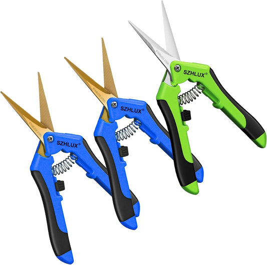 3-Pack Gardening Scissors, 6.5'' Gardening Pruning Scissors, Professional Pruning Shears with Straight Stainless Steel Precision Blades