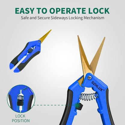 3-Pack Gardening Scissors, 6.5'' Gardening Pruning Scissors, Professional Pruning Shears with Straight Stainless Steel Precision Blades