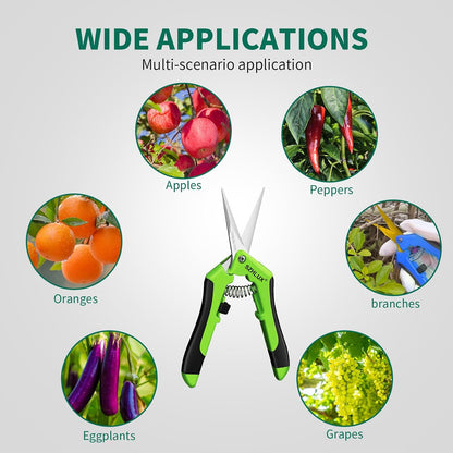 3-Pack Gardening Scissors, 6.5'' Gardening Pruning Scissors, Professional Pruning Shears with Straight Stainless Steel Precision Blades