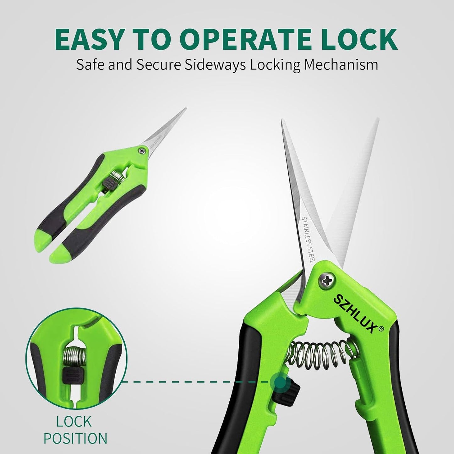 3-Pack Gardening Scissors, 6.5'' Gardening Pruning Scissors, Professional Pruning Shears with Straight Stainless Steel Precision Blades