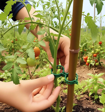 100 Pcs Plant Support Clips, Plastic Tomato Vine Clips for Securing Plants, Garden Fixing Clips for Climbing Plants, Grape & Vine Vegetables, Green