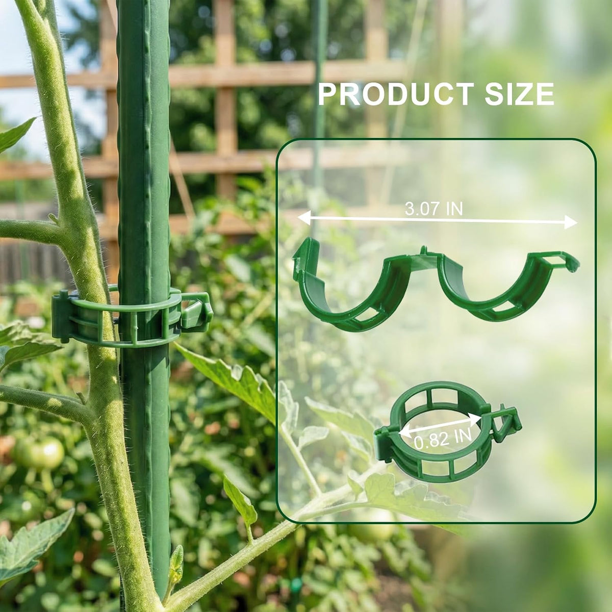 100 Pcs Plant Support Clips, Plastic Tomato Vine Clips for Securing Plants, Garden Fixing Clips for Climbing Plants, Grape & Vine Vegetables, Green
