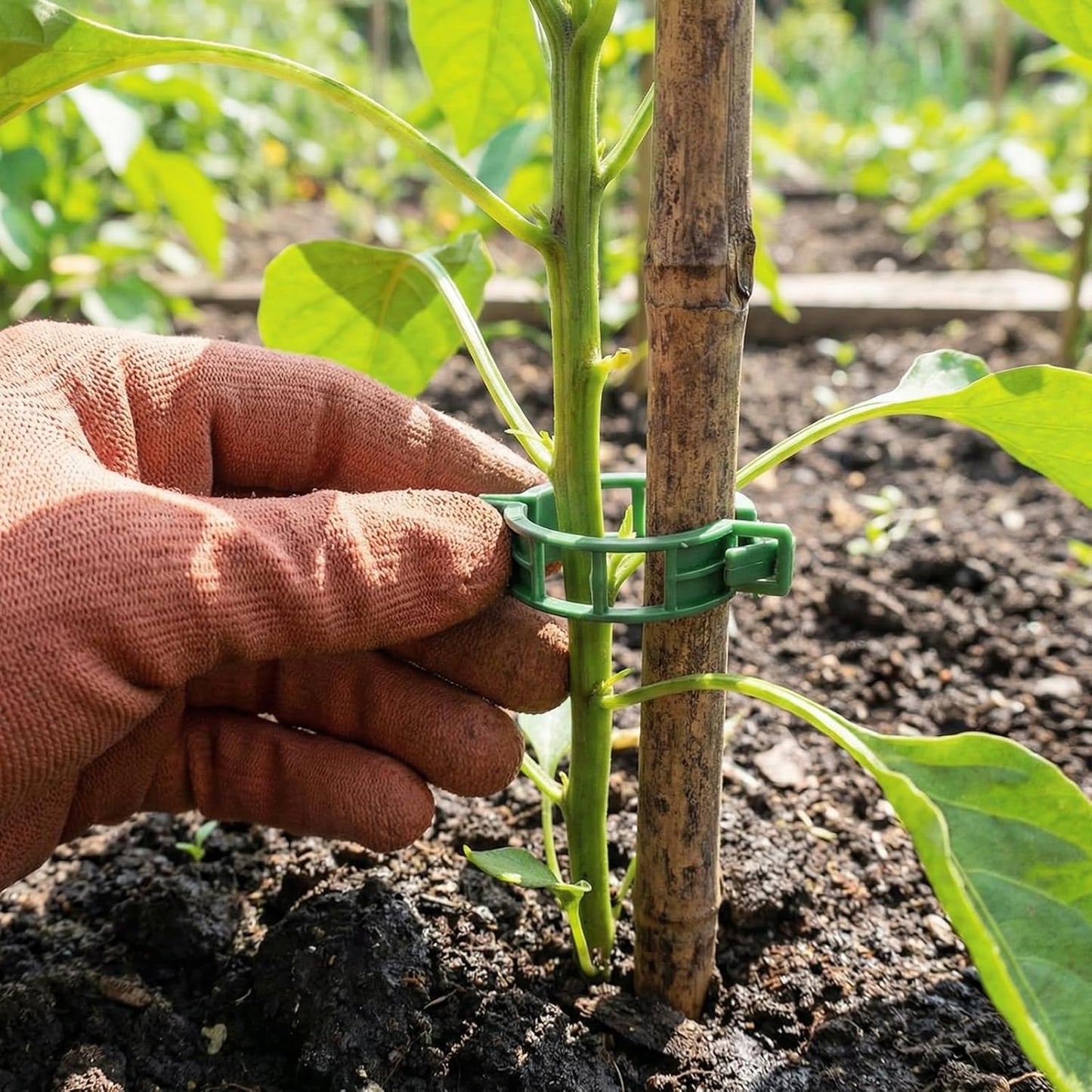 100 Pcs Plant Support Clips, Plastic Tomato Vine Clips for Securing Plants, Garden Fixing Clips for Climbing Plants, Grape & Vine Vegetables, Green