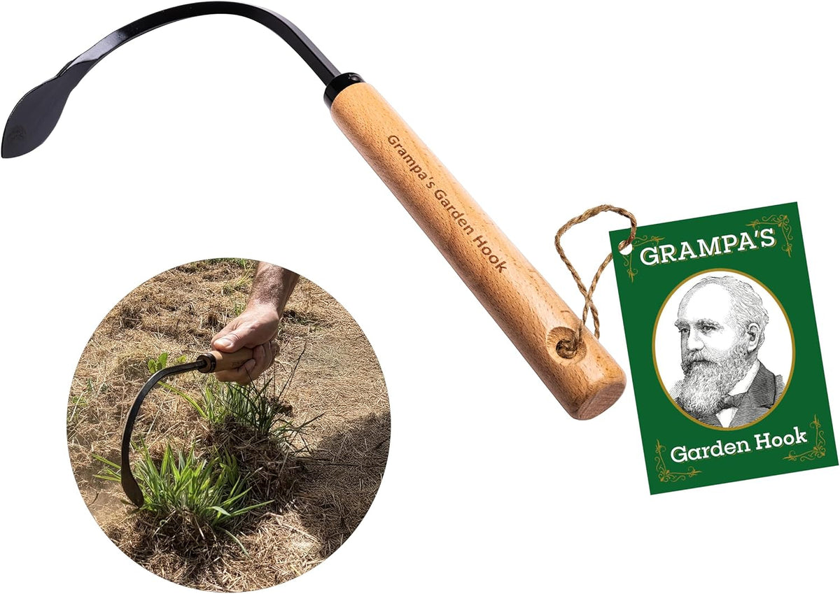 Grampa's Garden Hook Weeder & Cultivator Tool for Digging, Edging, Planting