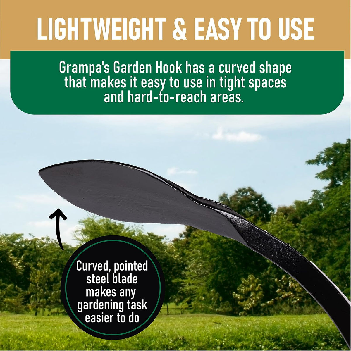 Grampa's Garden Hook Weeder & Cultivator Tool for Digging, Edging, Planting