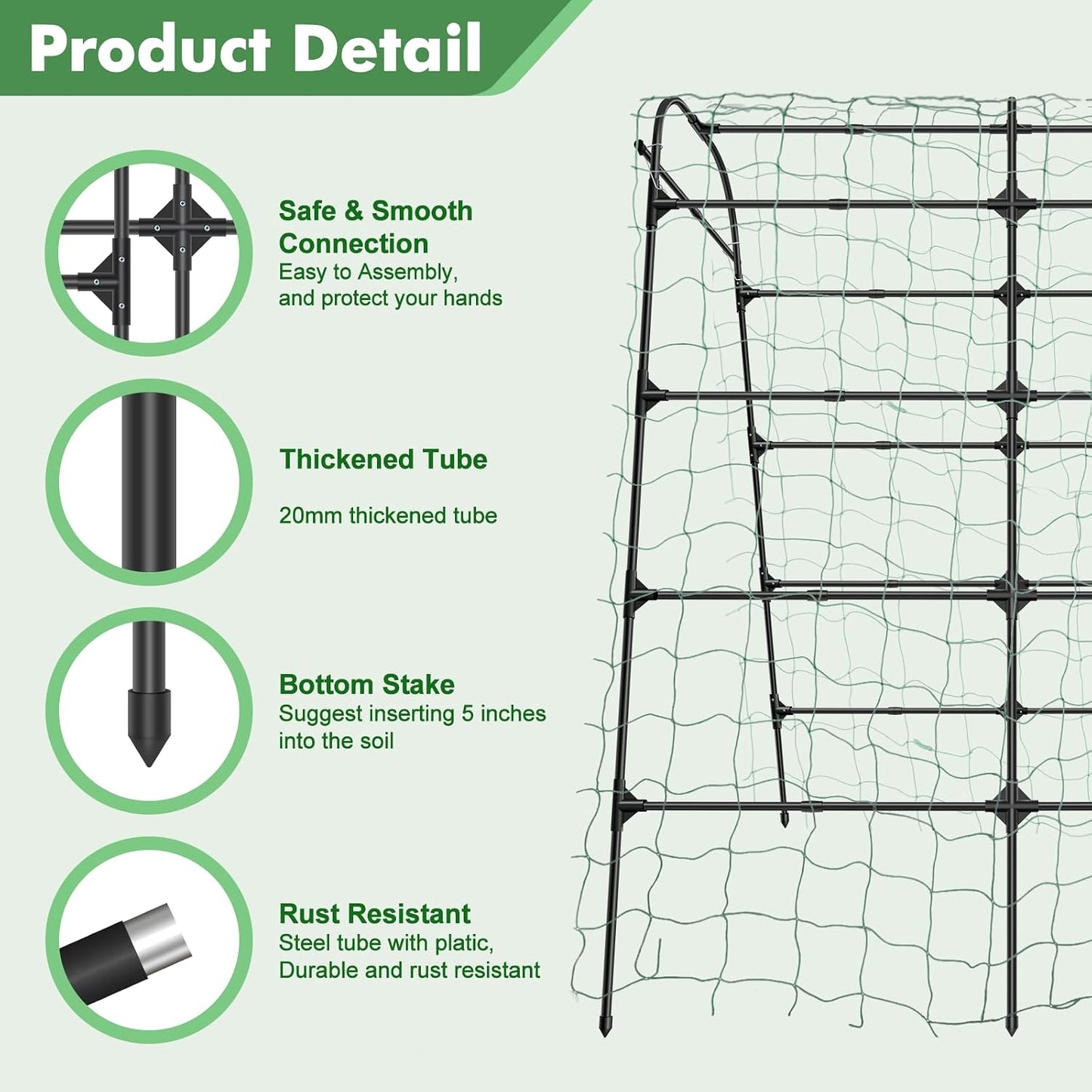 7*5.4* 5FT Arch Metal Garden Trellis,Outdoor Climbing Support Frame
