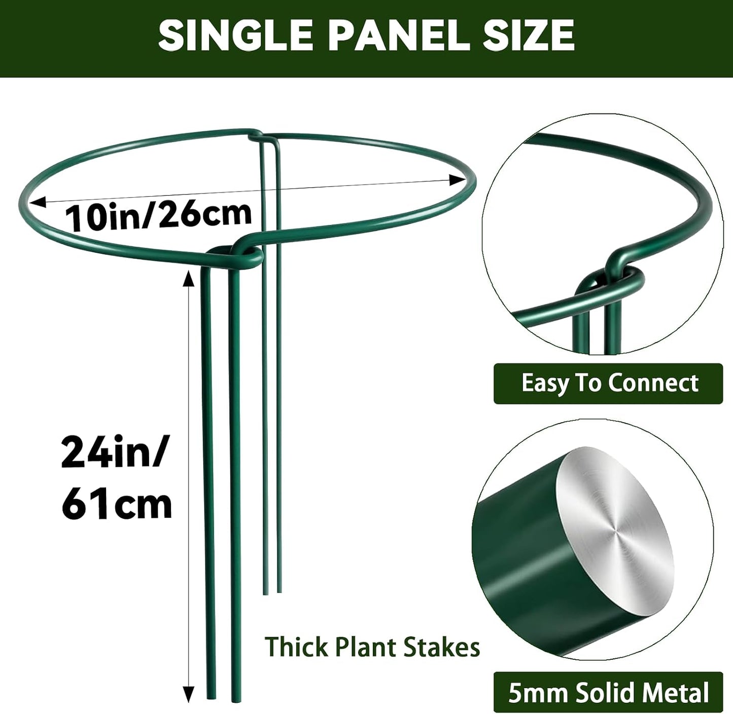 Thealyn 10 Pack Plant Support Stakes, 10" x 16" Peony Cages and Supports