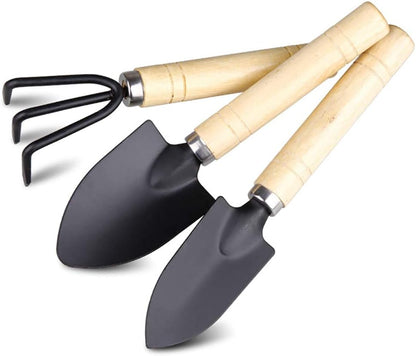 3Pcs Garden Tool Set Garden Tools Kit High Heavy Duty Cast Gardening Tool Set with Hand Trowel Transplant Trowel and Hand Rake