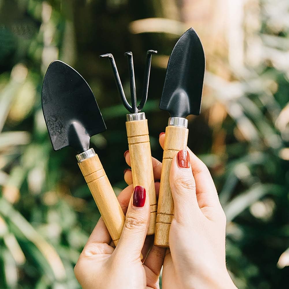 3Pcs Garden Tool Set Garden Tools Kit High Heavy Duty Cast Gardening Tool Set with Hand Trowel Transplant Trowel and Hand Rake