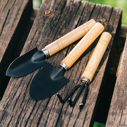 3Pcs Garden Tool Set Garden Tools Kit High Heavy Duty Cast Gardening Tool Set with Hand Trowel Transplant Trowel and Hand Rake