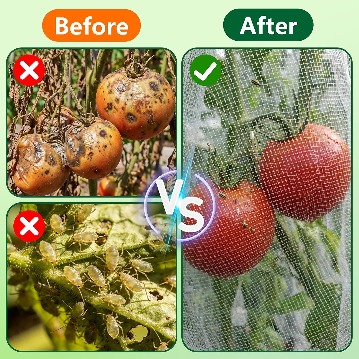 2 Pcs Garden Bird Netting Cover for Round Tomato Cage, 59" x 18" Tomato Trellis Insect Barrier Protection Mesh, Plant Cage Garden Net Cover with Zipper for Vertical Climbing Plants Vegetables Fruits