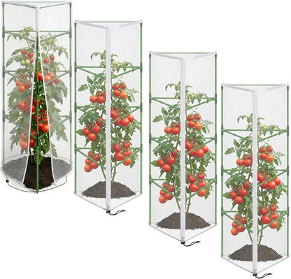 2 Pcs Garden Bird Netting Cover for Round Tomato Cage, 59" x 18" Tomato Trellis Insect Barrier Protection Mesh, Plant Cage Garden Net Cover with Zipper for Vertical Climbing Plants Vegetables Fruits