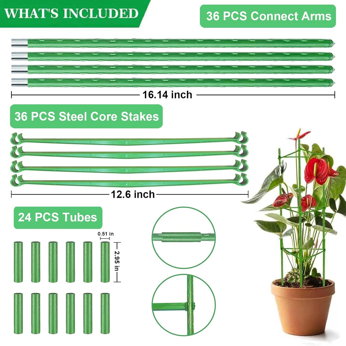 4Pack Tomato Cage for Garden, Up to 48inch Plant Support Stakes