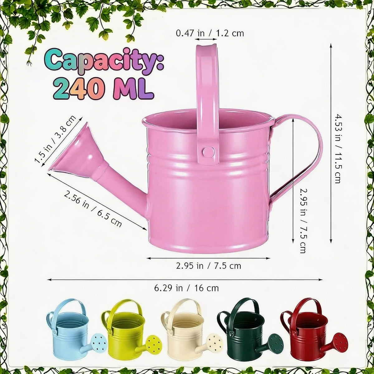 2 Pack Kids Metal Watering Can for Gardening, Small Iron Watering Can Set for Indoor Outdoor Plants, Mini Toddler Water Pot for Succulents Houseplants Bonsai (Blue, Red)