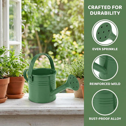 2 Pack Kids Metal Watering Can for Gardening, Small Iron Watering Can Set for Indoor Outdoor Plants, Mini Toddler Water Pot for Succulents Houseplants Bonsai (Blue, Red)