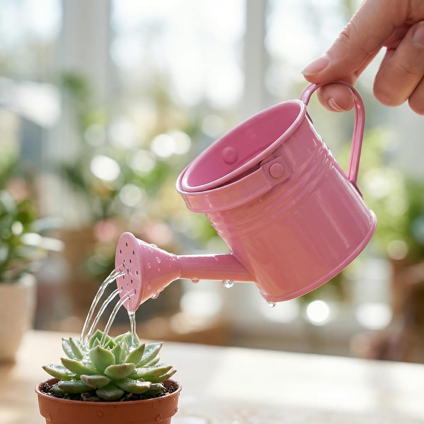 2 Pack Kids Metal Watering Can for Gardening, Small Iron Watering Can Set for Indoor Outdoor Plants, Mini Toddler Water Pot for Succulents Houseplants Bonsai (Blue, Red)