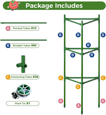 4 Pack Extra Wide Tomato Cages for Garden Up to 47.2'',Tall Metal Plant Supports for Raised Garden Bed, Foldable & Sturdy Steel Stake Cages for Tomato, Eggplant,Pepper, Pea﻿ (4 Pack)