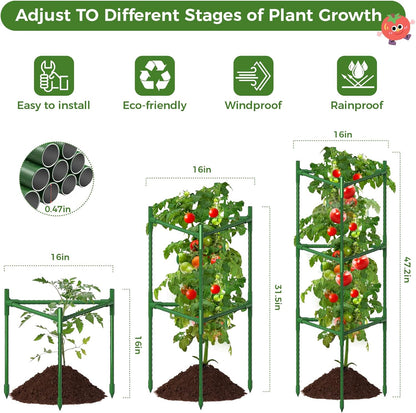 4 Pack Extra Wide Tomato Cages for Garden Up to 47.2'',Tall Metal Plant Supports for Raised Garden Bed, Foldable & Sturdy Steel Stake Cages for Tomato, Eggplant,Pepper, Pea﻿ (4 Pack)