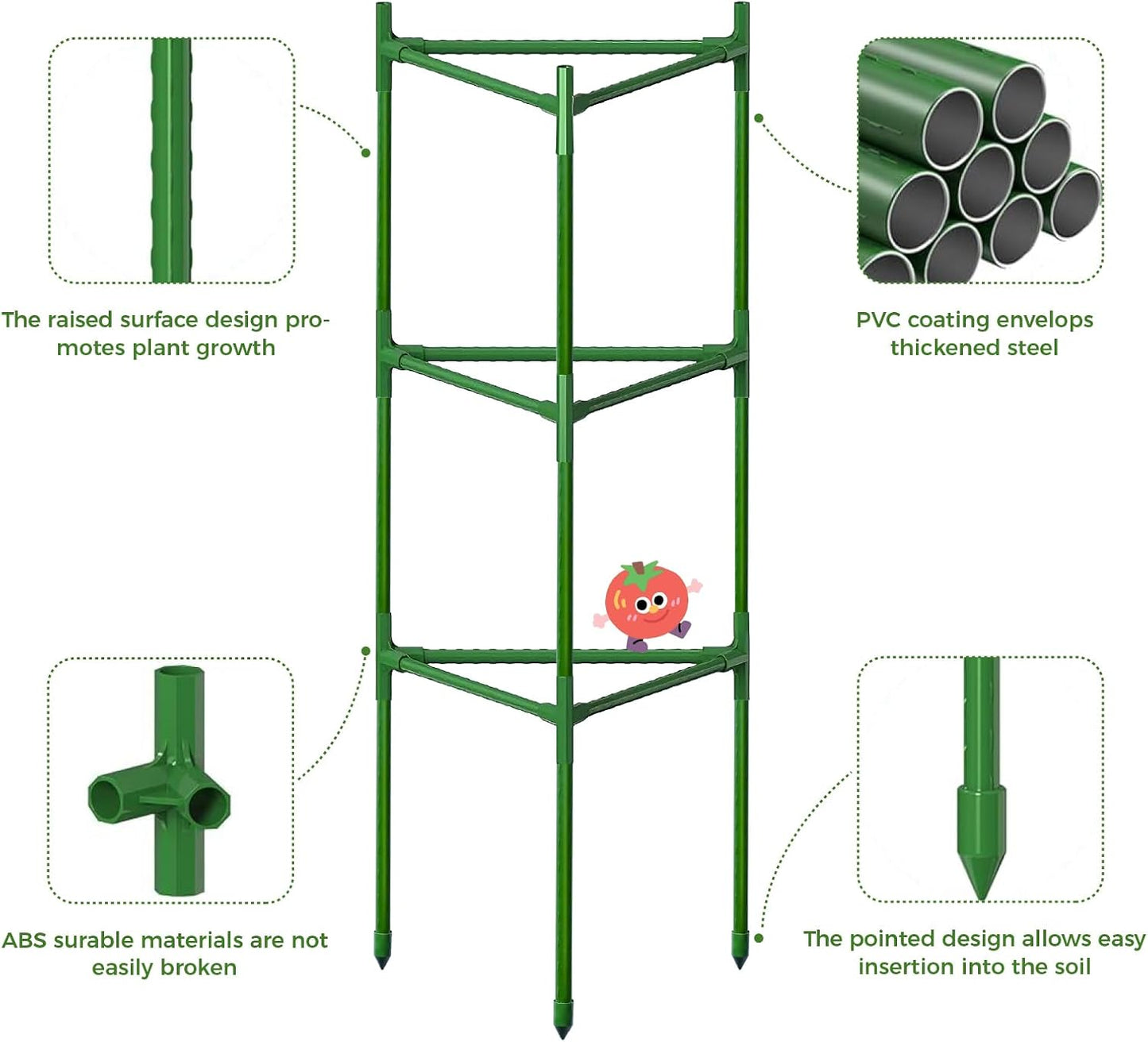4 Pack Extra Wide Tomato Cages for Garden Up to 47.2'',Tall Metal Plant Supports for Raised Garden Bed, Foldable & Sturdy Steel Stake Cages for Tomato, Eggplant,Pepper, Pea﻿ (4 Pack)