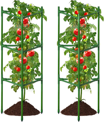 4 Pack Extra Wide Tomato Cages for Garden Up to 47.2'',Tall Metal Plant Supports for Raised Garden Bed, Foldable & Sturdy Steel Stake Cages for Tomato, Eggplant,Pepper, Pea﻿ (4 Pack)