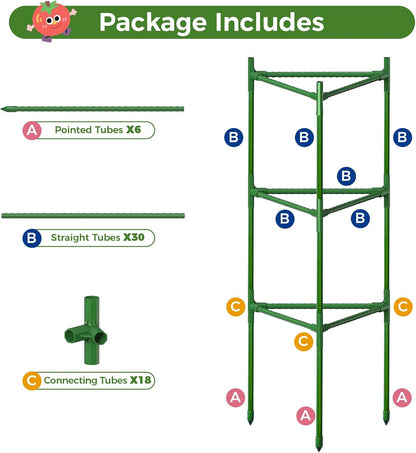4 Pack Extra Wide Tomato Cages for Garden Up to 47.2'',Tall Metal Plant Supports for Raised Garden Bed, Foldable & Sturdy Steel Stake Cages for Tomato, Eggplant,Pepper, Pea﻿ (4 Pack)