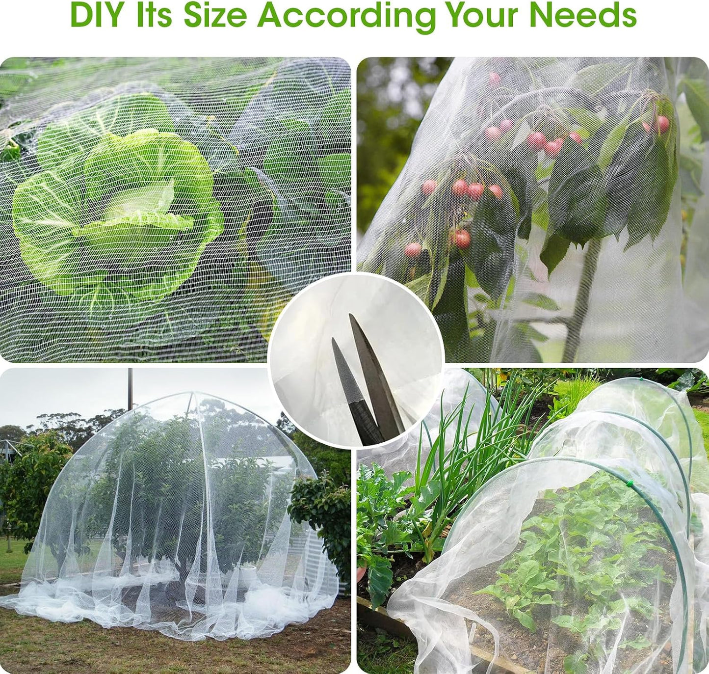 10x35Ft Garden Netting for Raised Bed, Thickened 60 Mesh Bird Netting for Garden Protection, Mesh Insect Row Covers for Plant Pest Barrier Fruits Flowers Crops Greenhouse Protect from Birds Bugs