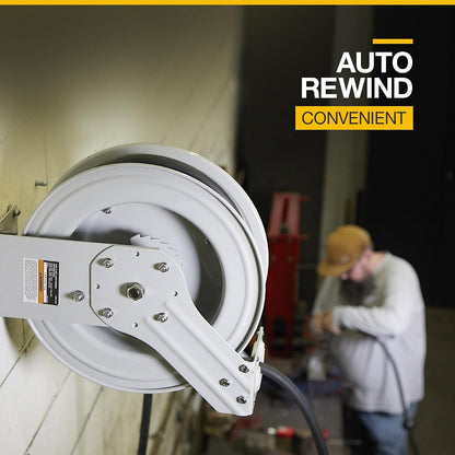 Auto-Rewind Air Hose Reel, 3/8in. x 50ft. Hose, 300 PSI