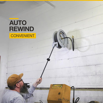 Auto-Rewind Air Hose Reel, 3/8in. x 50ft. Hose, 300 PSI